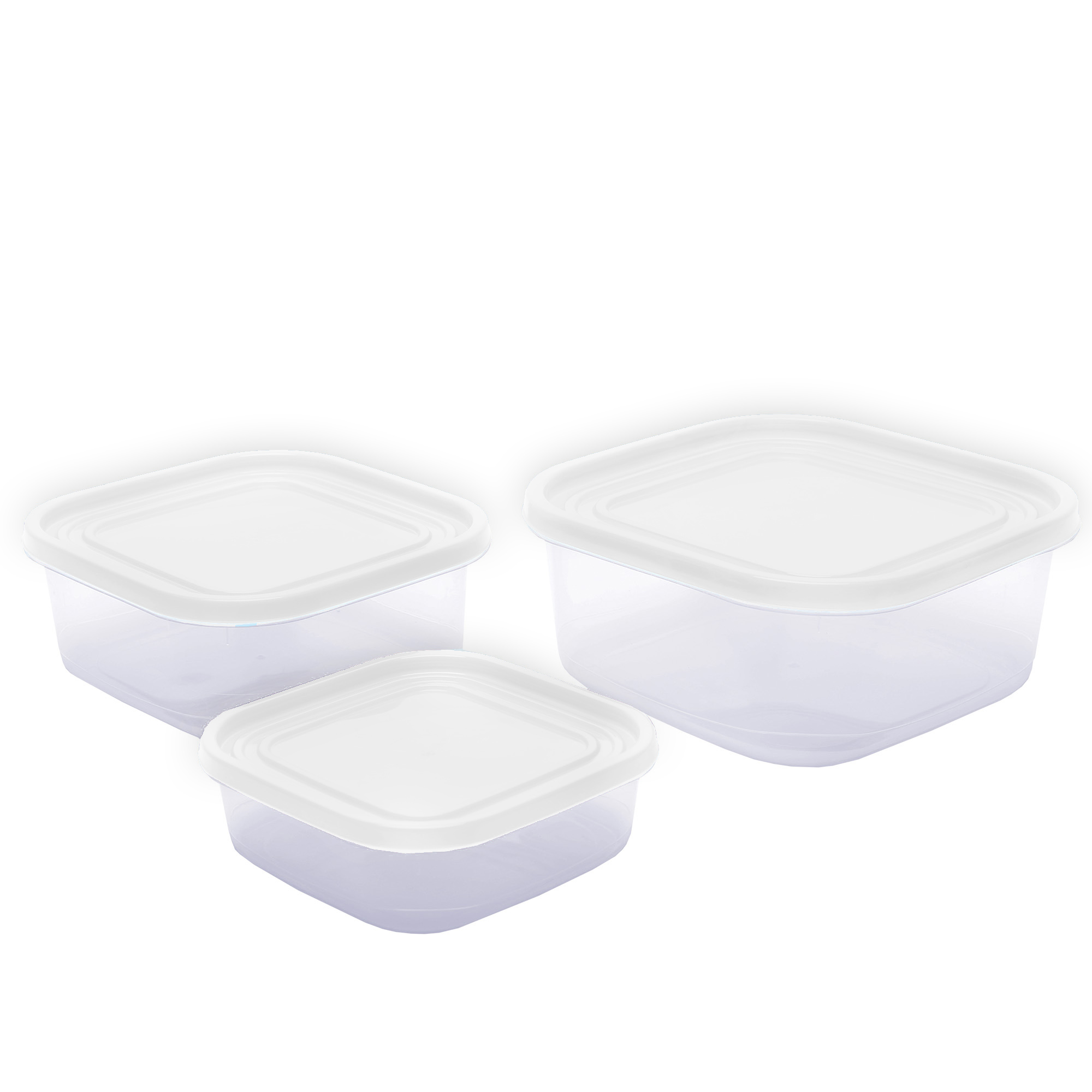 CONJUNTO DE 3 POTES QUADRADOS COM FUNDO JATEADO DE 450ml, 1.050L E 1.750L