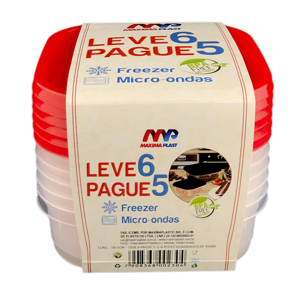  Conj. Leve 6 Pague 5 Pote Quadrado 450 Ml