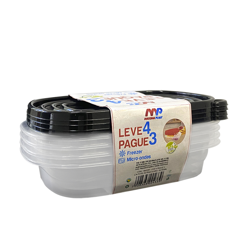  Conj. Leve 4 Pague 3 Pote Retangular 950ml
